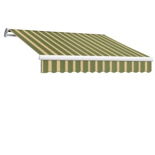 Awntech 288 in Wide x 120 in Projection Olive/Tan Stripe Slope Patio Retractable Remote Control Awning