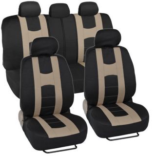 Sporty Racing Style Black and Beige Seat Covers   17398802  
