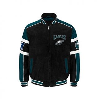 Officially Licensed NFL Colorblocked Suede Jacket   Eagles   7758396