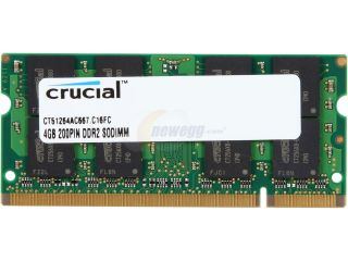 Crucial 200 Pin DDR2 SO DIMM DDR2 667 (PC2 5300) Laptop Memory