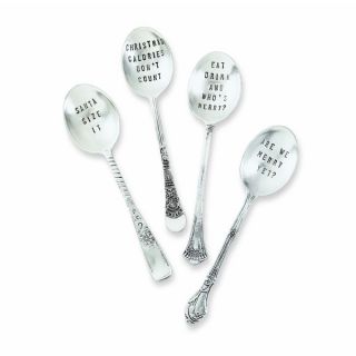 Whimsical Holiday Stamped Silverplated Spoons