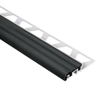 Schluter Trep S Aluminum with Black Insert 3/8 in. x 4 ft. 11 in. Metal Stair Nose Tile Edging Trim GS10S/150