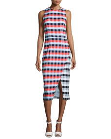 Tanya Taylor Gidget Macro Plaid Midi Sheath Dress