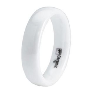 EWC R40075 080 White Ceramic Classic Ring   Size 8