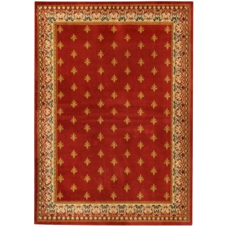 Pasha Collection Solid French Border Red Ivory 53 x 611 Area Rug