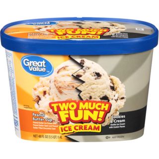 Great Value Too Much Fun! Peanut Butter Cup/Cookies & Cream Ice Cream, 48 fl oz