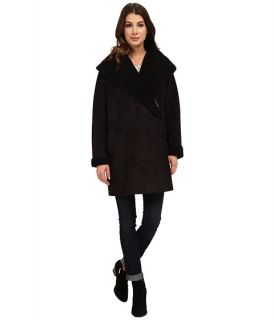 French Connection Cocoon Shearling Zip Front Coat Black