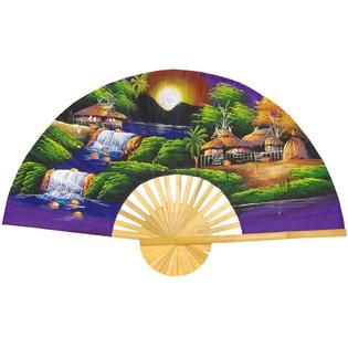 Oriental Furniture  Purple Moon Wall Fan   (Size: 40W x 24H)