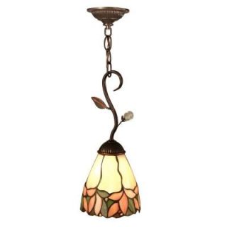 Dale Tiffany Crystal Leaf 1 Light Antique Bronze Hanging Mini Pendant Lamp FTM10002