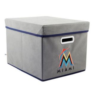 MyOwnersBox MLB STACKITS Miami Marlins 12 in. x 10 in. x 15 in. Stackable Grey Fabric Storage Cube 12200MIA
