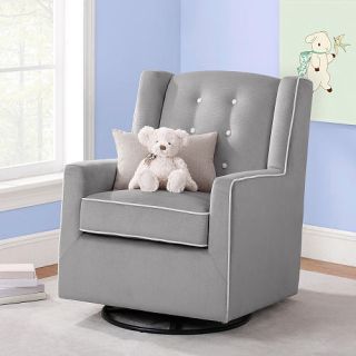 Baby Relax Emmett Button Tufted Swivel Glider   Graphite Gray    Dorel Asia