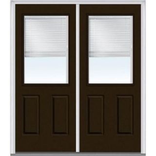 Milliken Millwork 60 in. x 80 in. Classic Clear Glass RLB 1/2 Lite Painted Builder's Choice Steel Double Prehung Front Door Z004358L