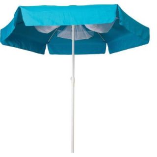 Buoy Beach 7 ft. Round Beach Patio Umbrella in Blue and White with Aluminum Pole BB131000