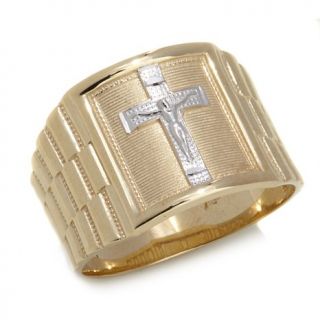 Michael Anthony Jewelry® Men's 10K 2 Tone "Crucifix" Band Ring   7904624