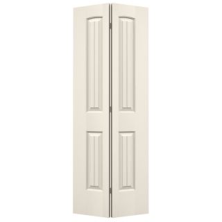 ReliaBilt (Primed) Hollow Core 2 Panel Round Top Plank Bi Fold Closet Interior Door (Common: 30 in x 80 in; Actual: 29.5 in x 79 in)