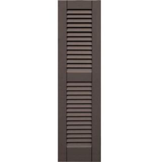 Wood Composite 12 in. x 45 in. Louvered Shutters Pair #641 Walnut 41245641