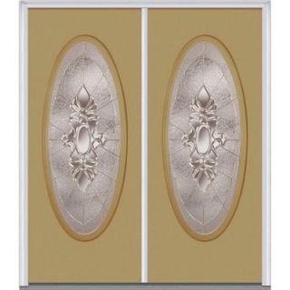 Milliken Millwork 60 in. x 80 in. Heirloom Master Decorative Glass Full Oval Lite Painted Fiberglass Smooth Double Prehung Front Door Z017592R