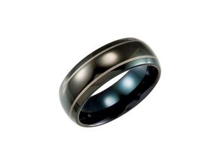 8.3MM Dura Tungsten Black IMMersion Plated Band With Lasered Stripes Size 9.5