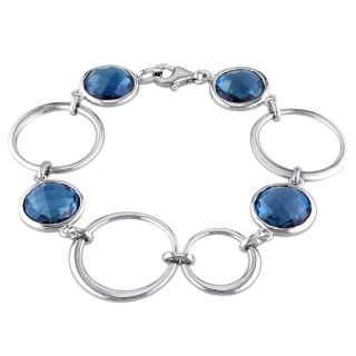 Miadora Sterling Silver 26ct TGW London Blue Topaz Charm Bracelet