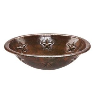 Premier Copper Products Self Rimming Oval Star Hammered Copper Bathroom Sink in Oil Rubbed Bronze LO19RSTDB