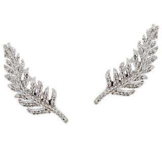 Feather Diamond Ear Climbers, Sterling, 1/4 cttw, by Affinity —