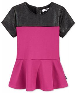 DKNY Girls Faux Leather Peplum Top   Shirts & Tees   Kids & Baby