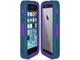 Amzer CRUSTA Rugged Case Blue on Purple Shell Tempered Glass with Holster