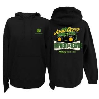 John Deere Men’s Pullover Hoodie in Black with Equipment and Service Screen Print   Large 13021510BK05