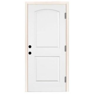 Steves & Sons 32 in. x 80 in. Premium 2 Panel Arch Primed White Steel Prehung Front Door with 32 in. Left Hand Outswing and 4 in. Wall ST21 PR 28 4OLH