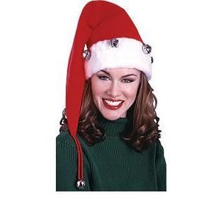 Adult Santa Hat With Bells Extra Long Costume Accessory   Seasonal