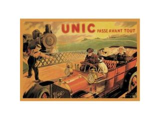 Unic   Racing Across Train Tracks 12x18 Giclee On Canvas