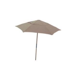 7.5 ft. Wood Beach Patio Umbrella with Beige Spun Acrylic 7BPU 6R WDA S Beige