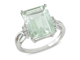 5 3/4 ct.t.w. Green Amethyst and White Topaz Ring in Silver