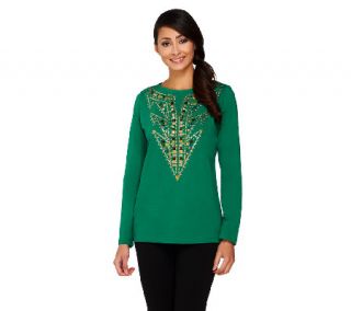 Bob Mackies Studded Detail Pullover Top   A260174 —