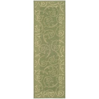 Safavieh Courtyard Olive and Natural Rectangular Indoor and Outdoor Machine Made Runner (Common: 2 x 10; Actual: 28 in W x 119 in L x 0.42 ft Dia)