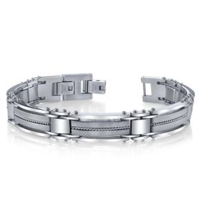 Stainless Steel Mens Wire Inlay Link Bracelet   Shopping
