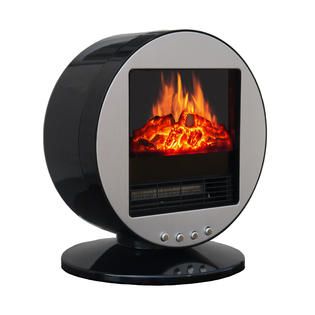 CorLiving Desktop Fireplace / Space Heater   Black & Silver