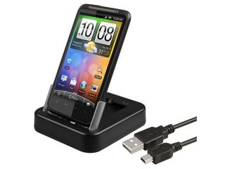 Insten Charging Dock + Travel Wall Charger Adapter Compatible with HTC Desire HD