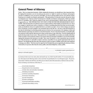 General Power of Attorney Forms and Instruction by Adams Business