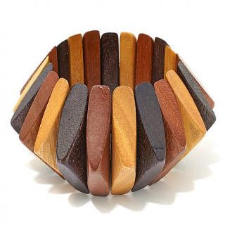 Rara Avis by Iris Apfel Multi Tonal Wood Stretch Bracelet   7681780