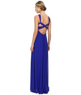 Faviana Mesh Halter Long Gown 7672 Electric Blue