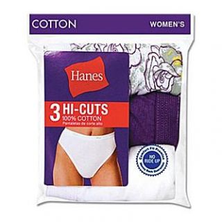 Hanes Womens No Ride Up Cotton Hi Cut 3 Pack   Clothing, Shoes