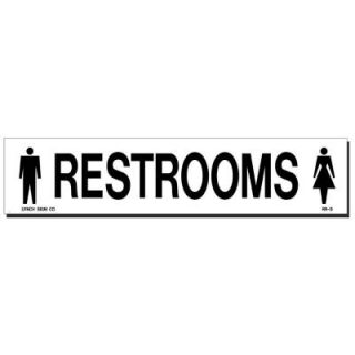 Lynch Sign 9 in. x 2 in. Black on White Plastic Restroom with Symbol Sign RR   5