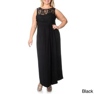Richards Womens Plus Size Lace and Glitter Cascading Pleated