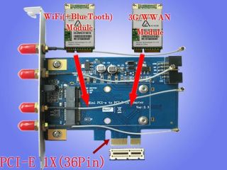 Mini PCI E to PCI E x1 adapter With 4 antennas Support 3G WWAN Card
