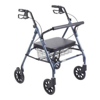 Go Light Bariatric Rollator Walker with Large Padded Seat Color:Blue
