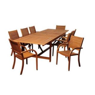 ia Dylan Rectangular 9 Piece Eucalyptus Extendable Patio Dining Set SC LEY_8CATA