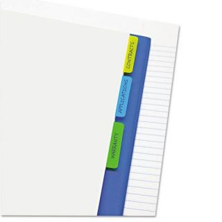 Write On Self Stick Index Tabs/Flags, 1 1/2 x 2, Blue, Green, Yellow, 30/Pack