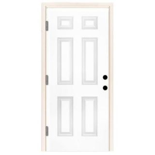 Steves & Sons 30 in. x 80 in. Premium 6 Panel Primed White Steel Prehung Front Door with 30 in. Right Hand Outswing and 4 in. Wall ST60 PR 26 4ORH