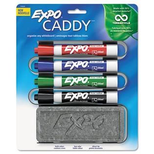 EXPO  ® Mountable Whiteboard Caddy, With 4 Markers/Eraser, Set